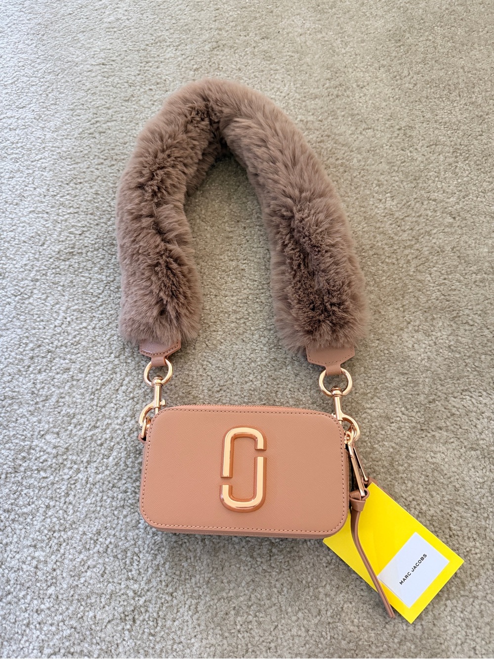 Marc Jacobs Blush Pink Crossbody Camera Bag with Plush Strap